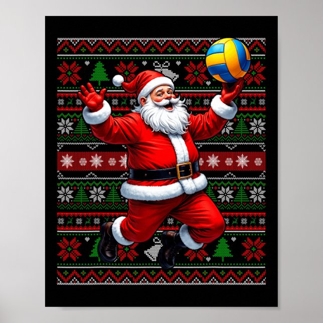 Lönsam tomten spelar Volleyball Ugly jul Swea Poster (Framsidan)