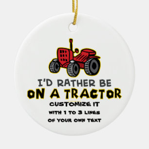 Lönsam traktor julgransprydnad keramik