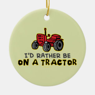 Lönsam traktor julgransprydnad keramik