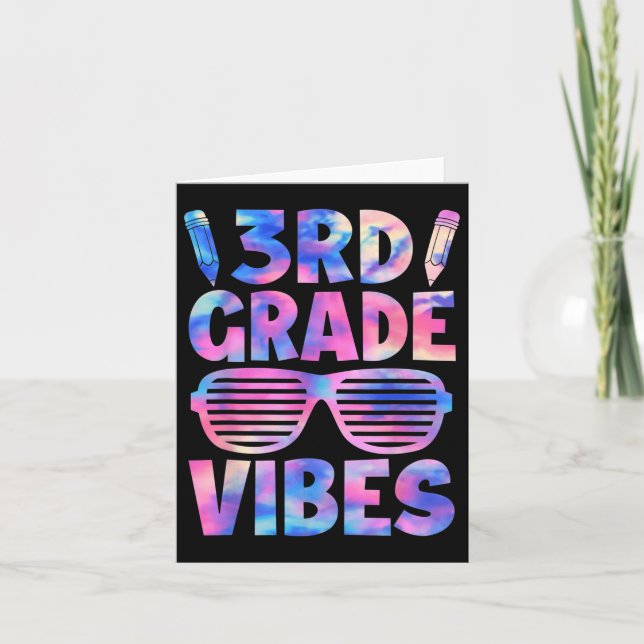 Lönsam tredje Klass Vibes Tie Dye Back to school F Kort (Framsida)