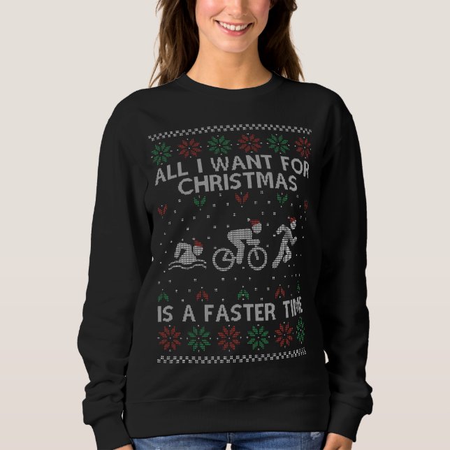 Lönsam Triathlon Ugly jul Sweater for Triathl T Shirt (Framsida)