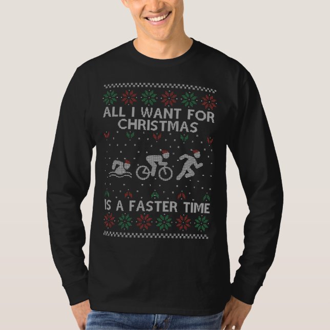 Lönsam Triathlon Ugly jul Sweater for Triathl T Shirt (Framsida)