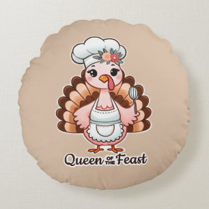 Lönsam Turkiet Queen - Thanksgiving Feast Humor Rund Kudde