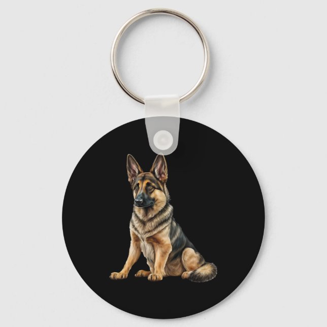 Lönsam tysk herde Hund Kawaii. Nyckelring (Framsida)