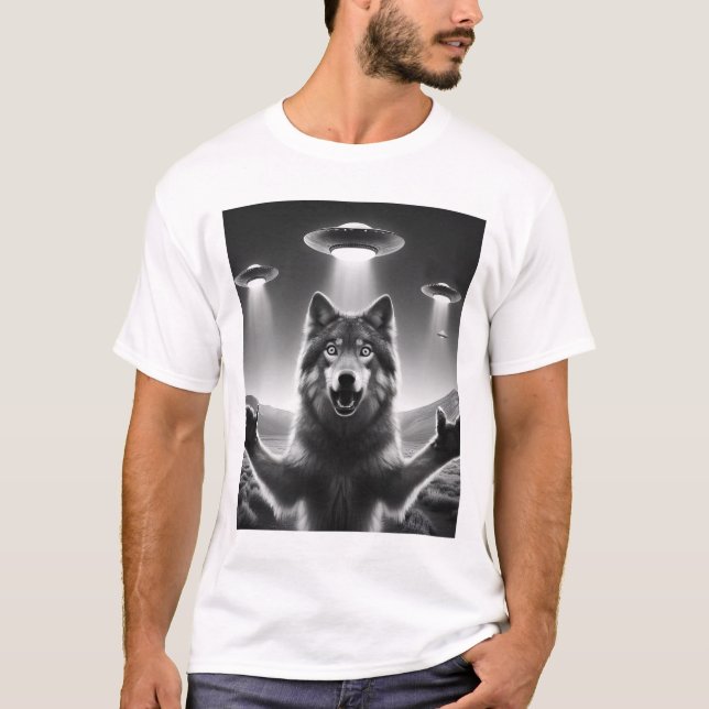 Lönsam UFO-Varg för UFO-Varg med UFO-filer T Shirt (Framsida)