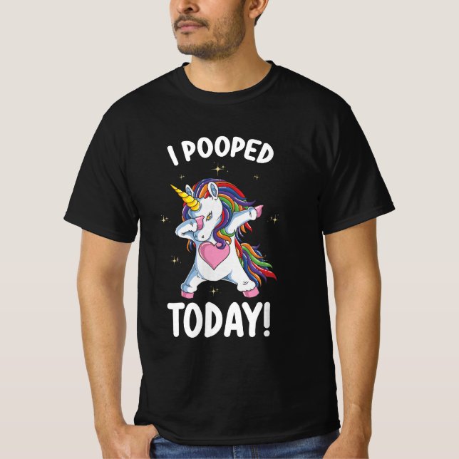 Lönsam Unicorn I Pooped Today T Shirt (Framsida)