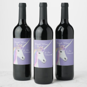 Lönsam Unicorn Lila Vin-etikett Vinflaska Etikett