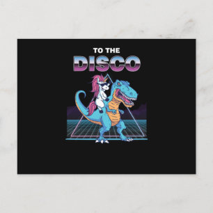 Lönsam Unicorn Riding a Dinosaur Gift to Disco Vykort