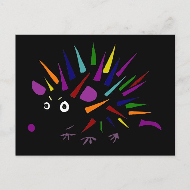 Lönsam, unik färgstark Abstrakt Hedgehog Art Vykort (Framsida)
