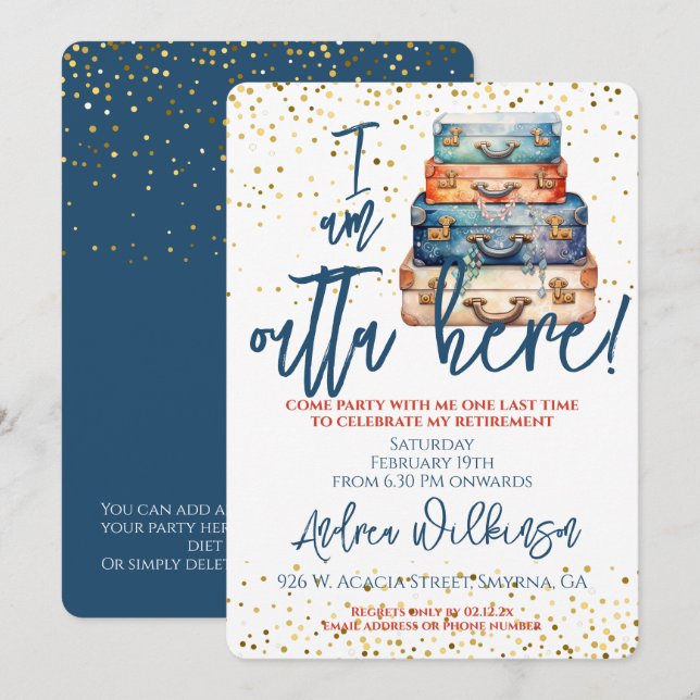 Lönsam utanför här Pension Party Inbjudningar (Fram/baksida)