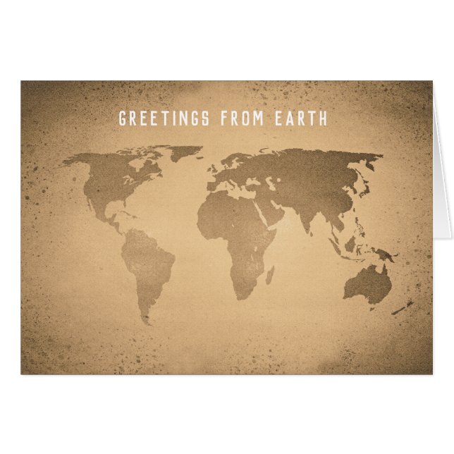 Lönsam världskarta hälsningskort (Framsidan Horizontal)