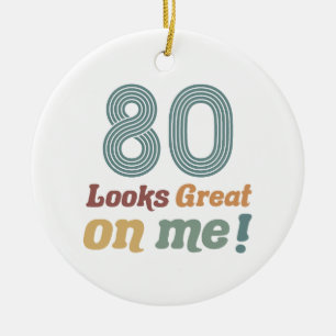 Lönsam Vintage 80:e födelsedagen Julgransprydnad Keramik