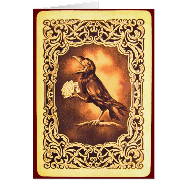 Lönsam Vintage Black Kråka Play Poker Hälsningskort (Framsidan)