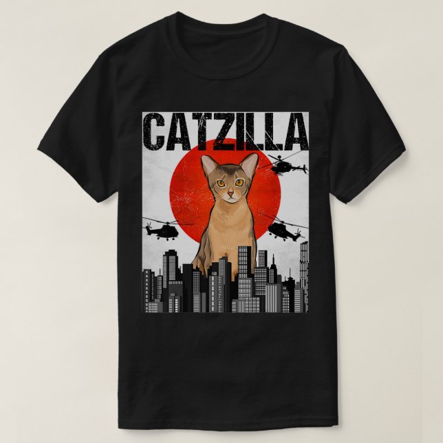 Lönsam Vintage japansk Catzilla Abyssinian Cat T Shirt (Design framsida)