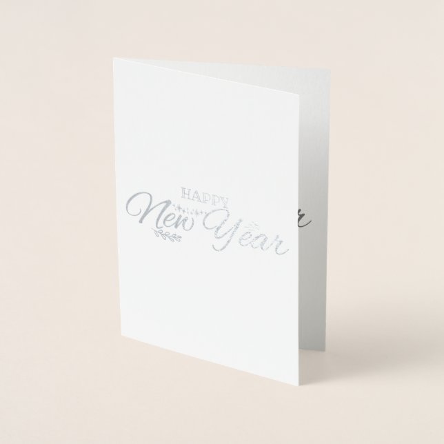 Lönsam vintage - nyår - silver folierat kort (Framsida)