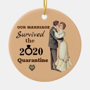 Lönsam Vintage par Giftermål 2020 Karantän Julgransprydnad Keramik