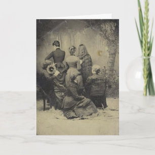 Lönsam Vintage Porträtt av Victorian Family Postca Kort