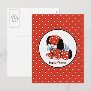 Lönsam Vintage Puppy Valentindagen Helg Vykort