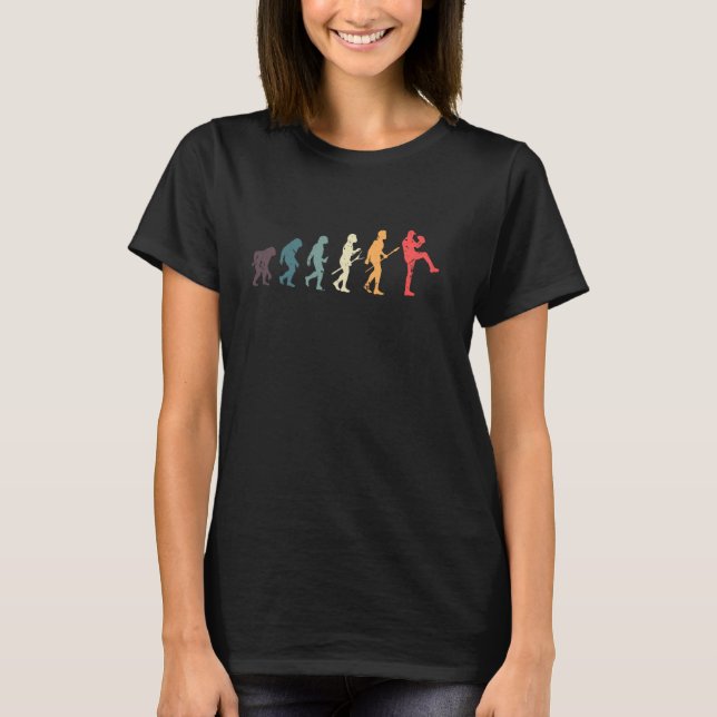 Lönsam Vintage Softball Pitcher Baseball Evolution T Shirt (Framsida)