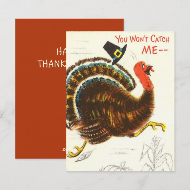 Lönsam Vintage Thanksgiving Turkiet Julkort (Fram/baksida)