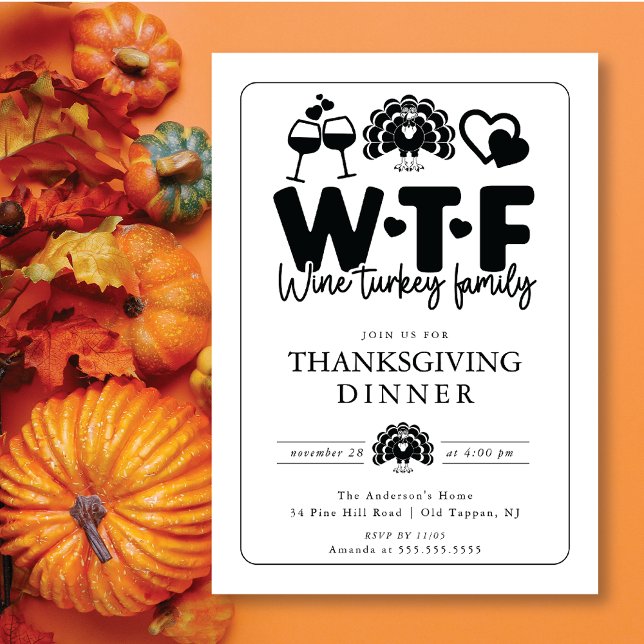 Lönsam WTF-Thanksgiving i Vin Turkiet-familjen Inbjudningar (Skapare uppladdad)