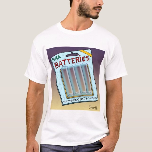 Lönsamma batterier ingår inte i kort och gåva. t shirt (Framsida)
