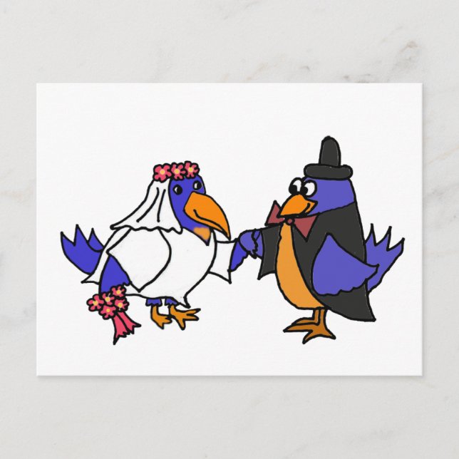 Lönsamma Bluebirds Bride och Groom Bröllop Vykort (Framsida)