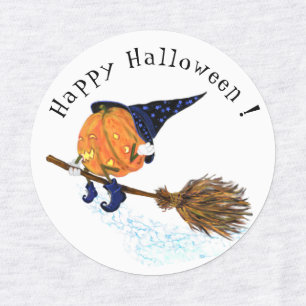 Lönsamma etiketter med Halloween Witch Pumpkin Fli
