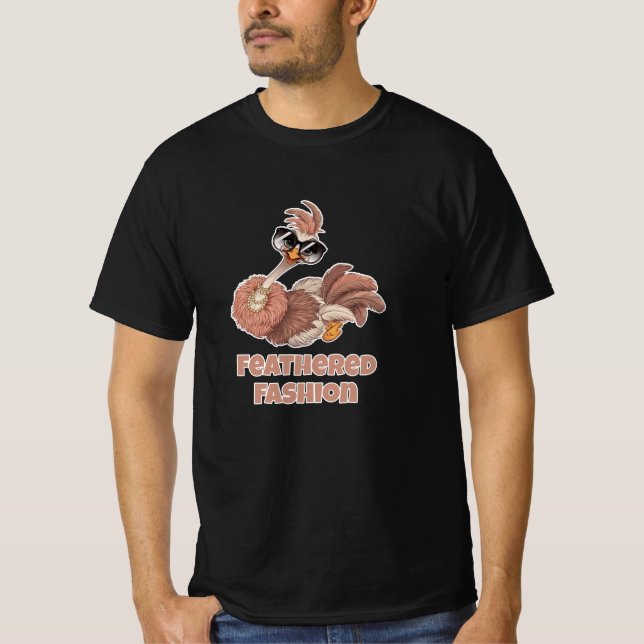 Lönsamma Flightless Birds: Ostrich Design T Shirt (Framsida)