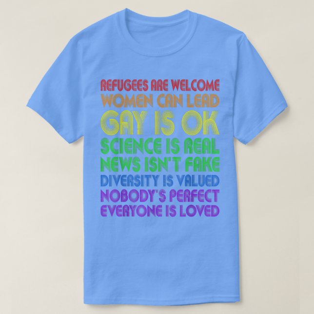 Lönsamma flyktingar är välkomna kvinnor som kan le t shirt (Design framsida)