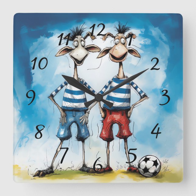 Lönsamma fotbollsspelare Poster Fyrkantig Klocka (Framsida)