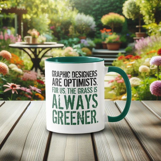 Lönsamma grafikdesigners är optimister ... mugg (Graphic Designers are Optimists Two-Tone Mug Cover Photo)