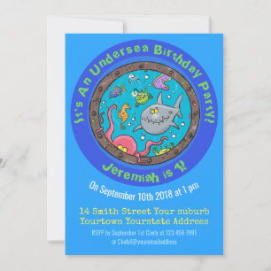 Lönsamma havslevande varelser i frakt hamn hål tec inbjudningar