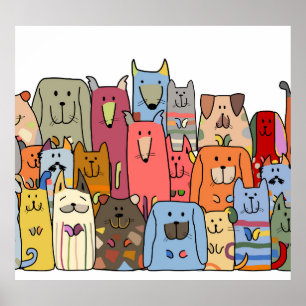 Lönsamma hundfamilj: sömlös mönster. poster