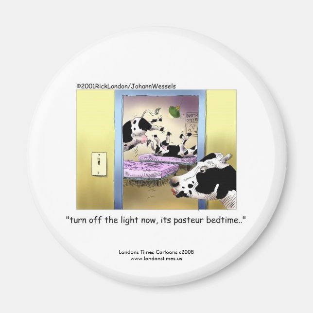 Lönsamma kor:Novelty Magnet: "Pasteur Bedtime" Magnet (Framsidan)