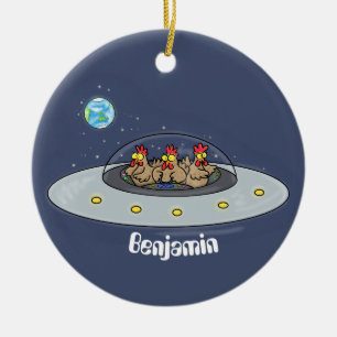 Lönsamma kycklingar i illustration av utrymmets te julgransprydnad keramik
