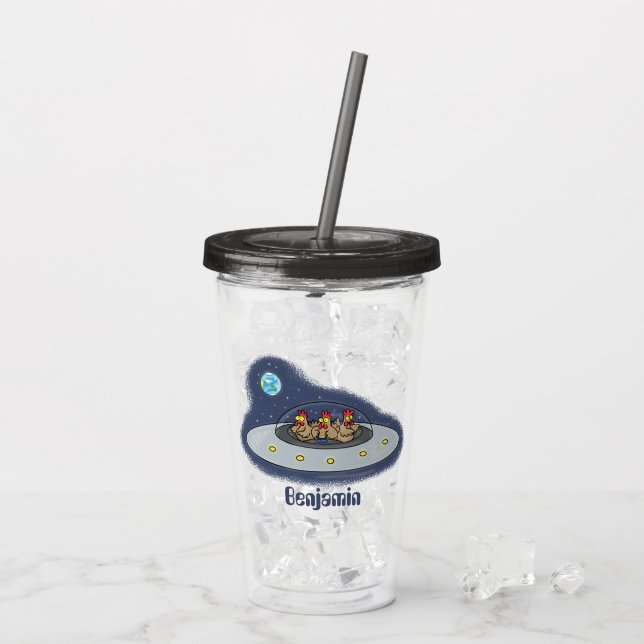 Lönsamma kycklingar i illustration av utrymmets te take away mugg (Baksida Ice)