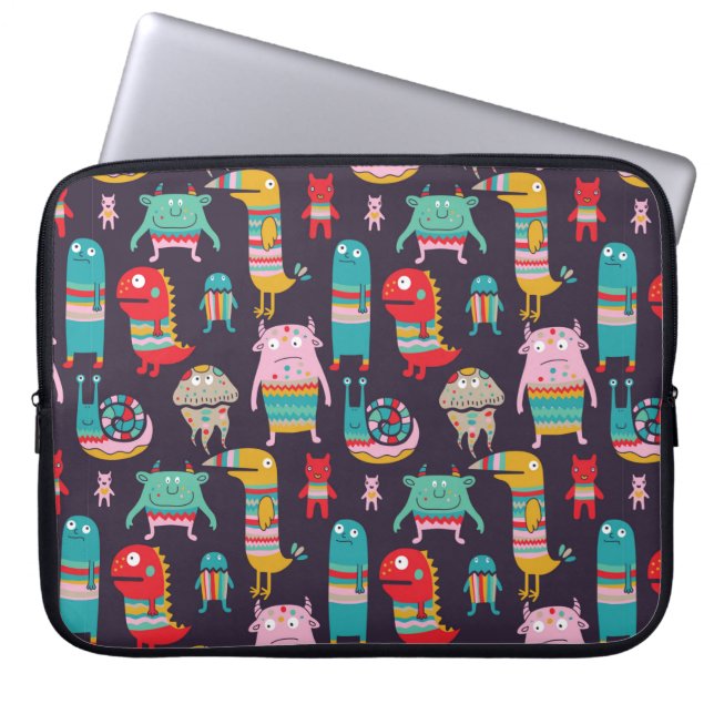 Lönsamma monster, sömlösa mönster laptop fodral (Framsidan)