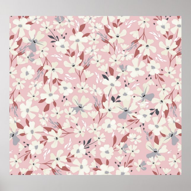 Lönsamma monster: Vattenfärg Sömlös Mönster Poster (Framsidan)