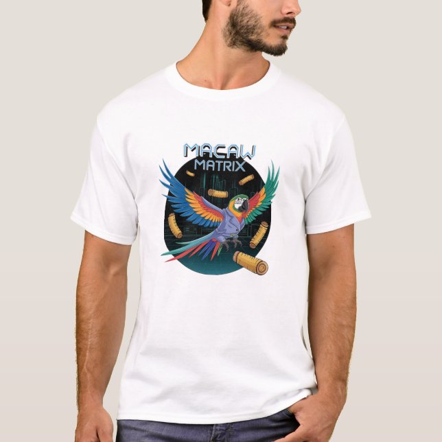 Lönsamma tropiska fåglar: Macaw-design T Shirt (Framsida)