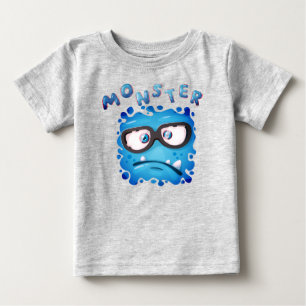 Lönsamma uttryck Mörk blått Monster Ansikte T Shirt