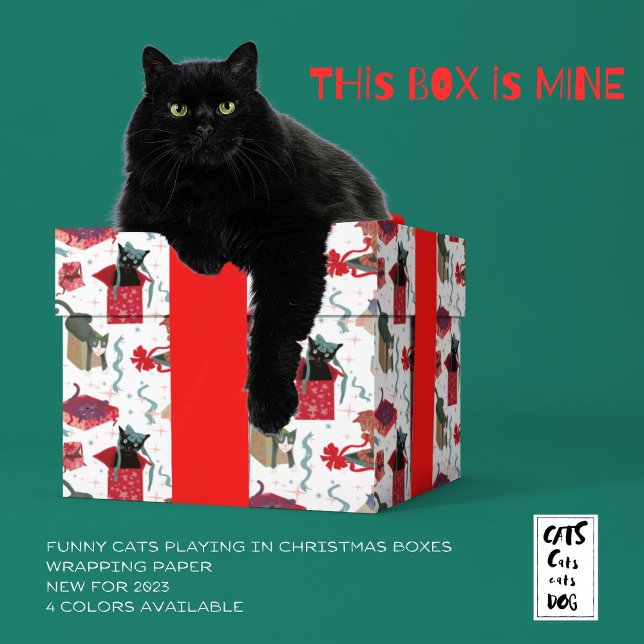 Lönsammare katter i julboxar Vita röda Grönten Presentpapper (Skapare uppladdad)