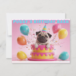 Lönsamt 3D Pug Birthday-kort | Cute Hund Party Vykort
