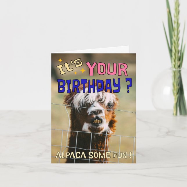 Lönsamt Alpaca-födelsedagskort - Djurpun Humor Helgkort (Framsida)