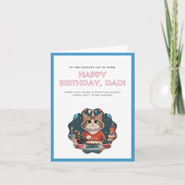 Lönsamt cat-kort, Pappa, funktionellt födelsedagsk Kort (Framsida)