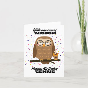 Lönsamt födelsedag Uggla-coffee Genius Wisdom Card Tack Kort