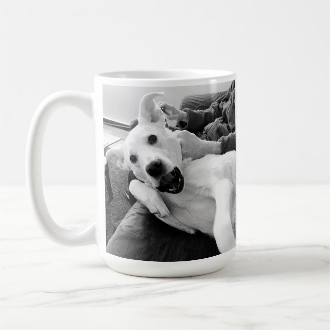 Lönsamt foto av Lycklig Hund B & W-foto Kaffemugg (Vänster)