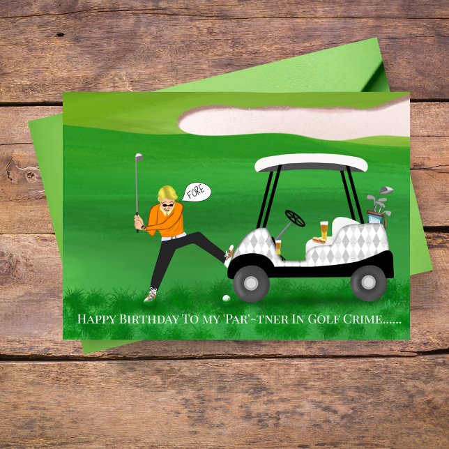 Lönsamt Golfer-dagskort med öl och Hett-Hund Kort (Tee-rific birthday wishes for your golf-loving friend who enjoys a laugh!)