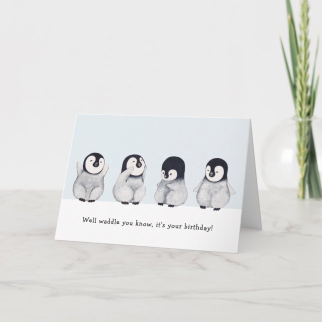 Lönsamt jur - Penguin-födelsedagskort Kort (Framsida)
