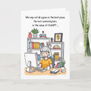 Lönsamt Office Birthday-kort med AI Humor Tecknad Kort